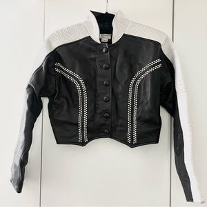KIPPYS of Coronado Amazing Black White Rhinestone Studded Genuine Leather Jacket